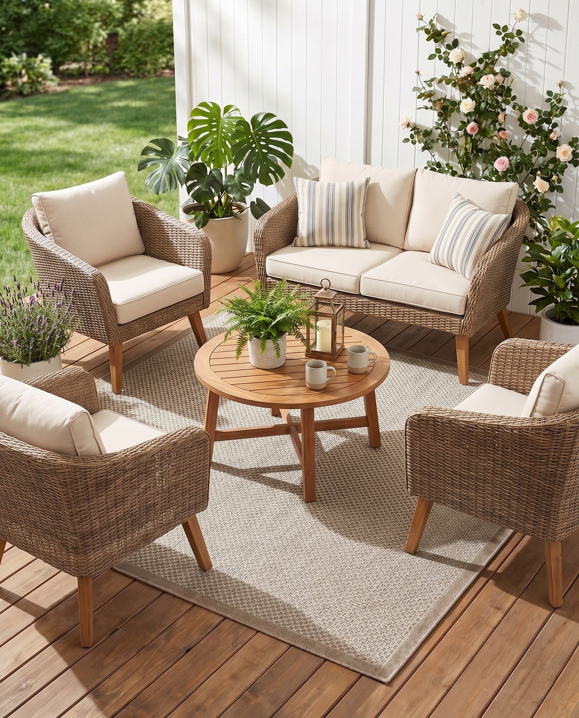 7' 10 x 7' 10 Easy-Clean Border Indoor / Outdoor Square Rug