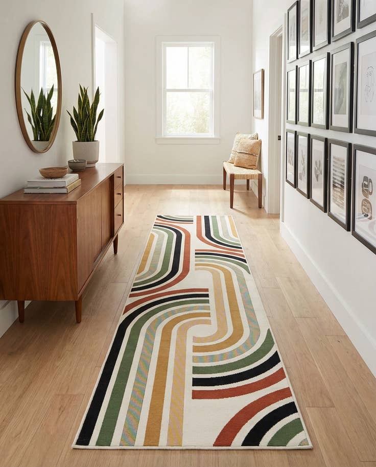 Detail image of 2' 7 x 12' Easy-Clean Modern Indoor / Outdoor Runner Rug