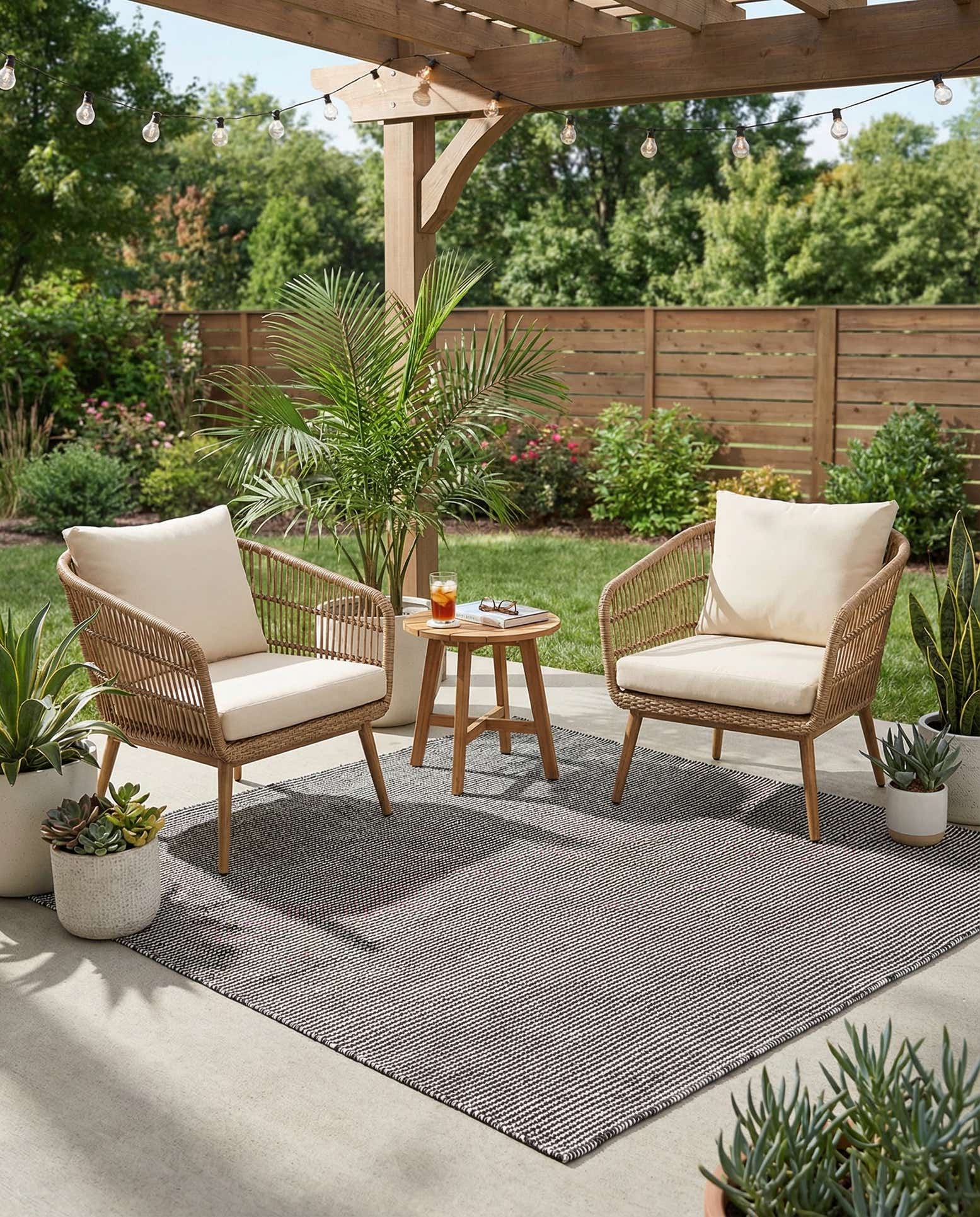 5' 1 x 5' 1 Easy-Clean Jill Zarin Palm Springs Indoor / Outdoor Square Rug