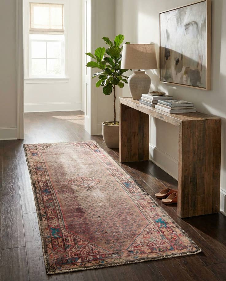 Detail image of 3' 6 x 9' 10 Hand Knotted Ultra Vintage Persian Wool Runner Rug