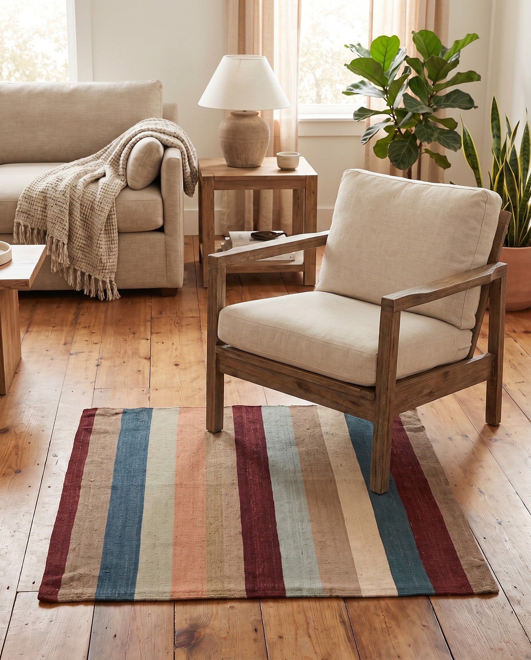 3' 2 x 3' 3 Hand Woven Pillow Wool Square Rug