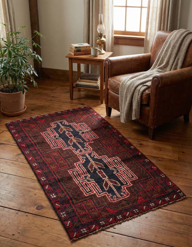 Detail image of 2' 9 x 4' 10 Hand Knotted Balouch Persian Wool Rug