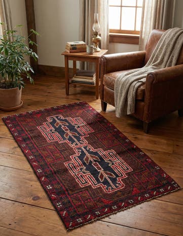 2' 9 x 4' 10 Hand Knotted Balouch Persian Wool Rug