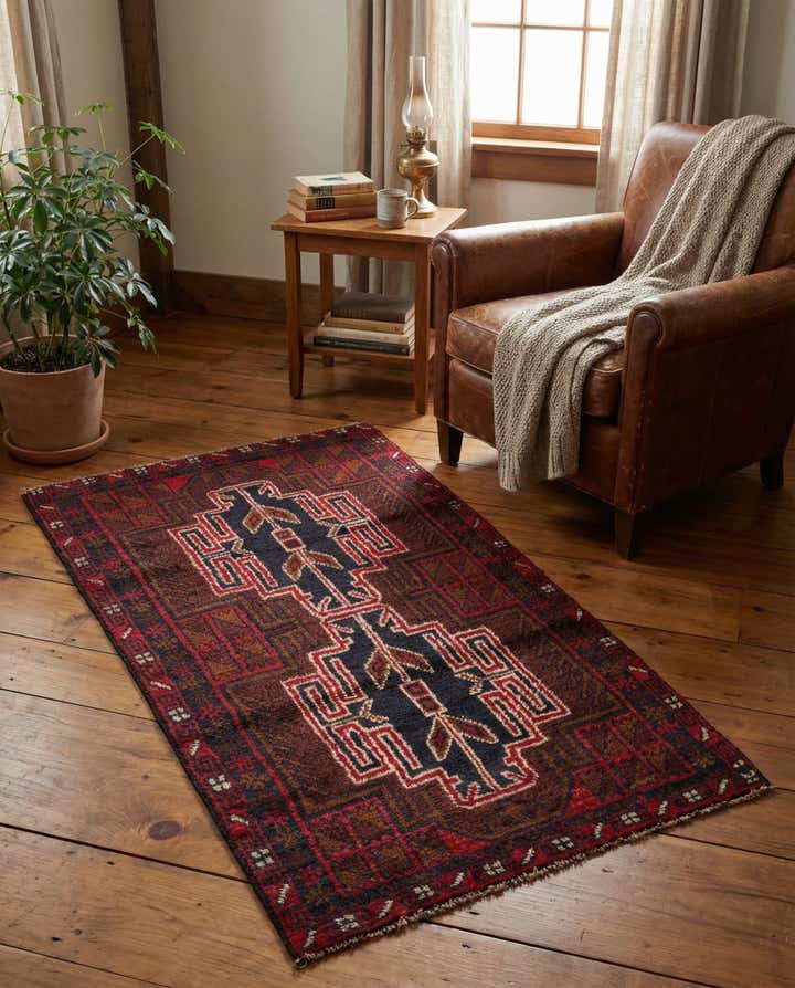 2' 9 x 4' 10 Hand Knotted Balouch Persian Wool Rug