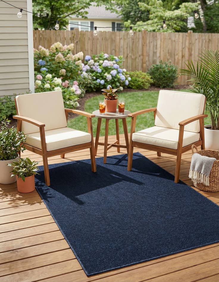 Detail image of  4' 1 x 6' 1  Washable Solid Indoor / Outdoor Rug