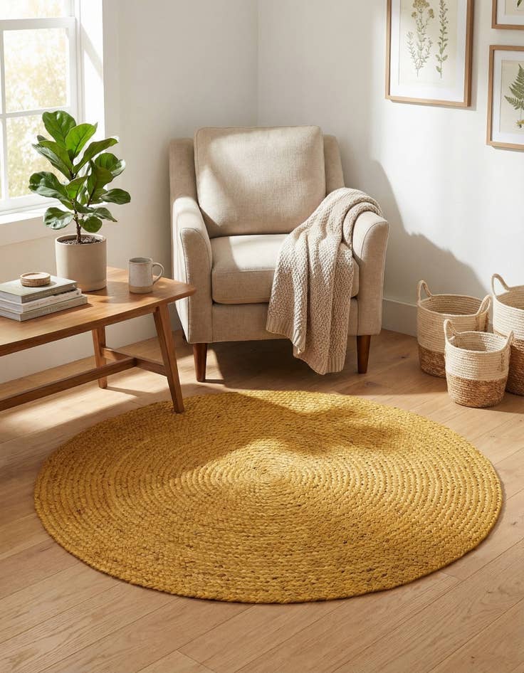 Detail image of  3' 3 x 3' 3  Hand Braided Jute Round Rug