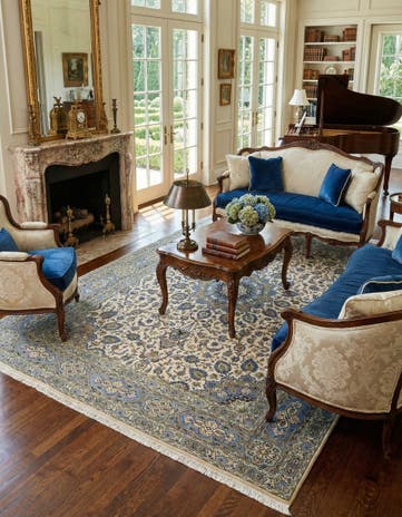 9' 8 x 12' 11 Hand Knotted Kashan Persian Wool Rug