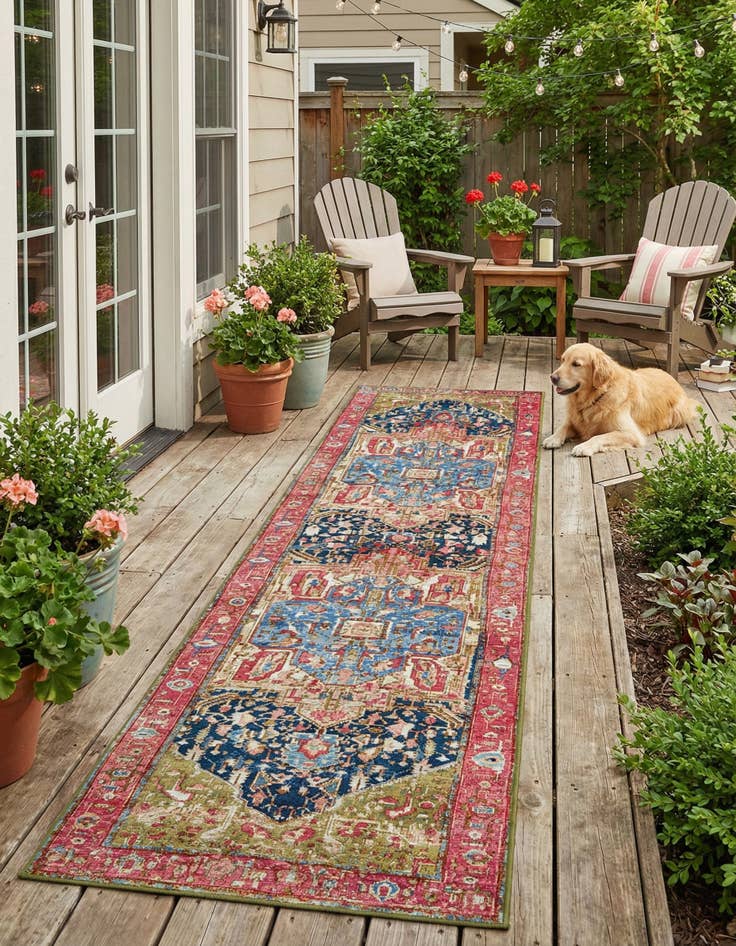 Detail image of 2' 7 x 12'  Washable Traditional Indoor / Outdoor Runner Rug