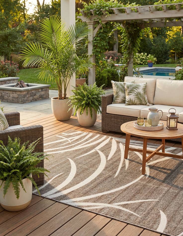 Detail image of 6' x 9'  Washable Botanical Indoor / Outdoor Rug