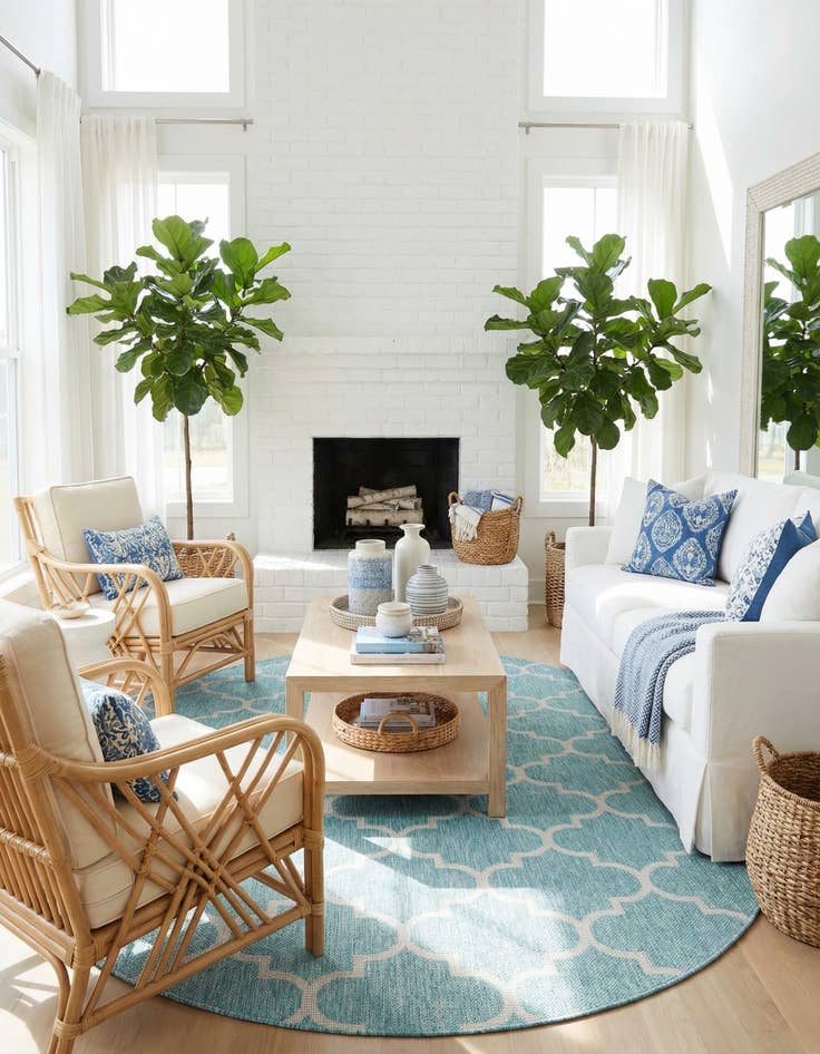 Detail image of 7' 10 x 10'  Washable Trellis Indoor / Outdoor Oval Rug