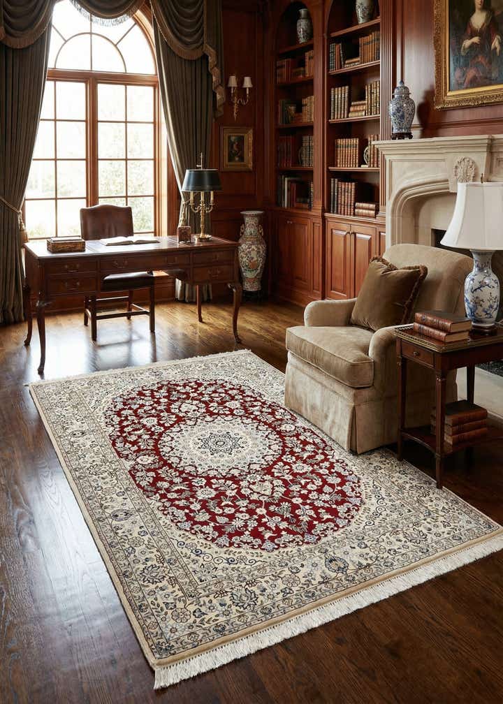 4' 11 x 8' Hand Knotted Nain Persian Rug