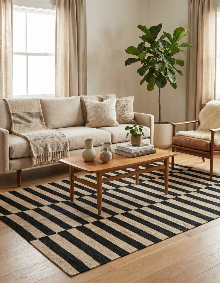 Detail image of 4' 3 x 5' 10  Hand Woven Kilim Modern Wool Rug