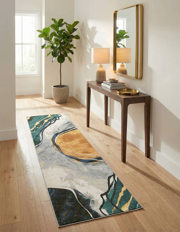 Detail image of  2' 7 x 10'  Washable Modern Indoor / Outdoor Runner Rug