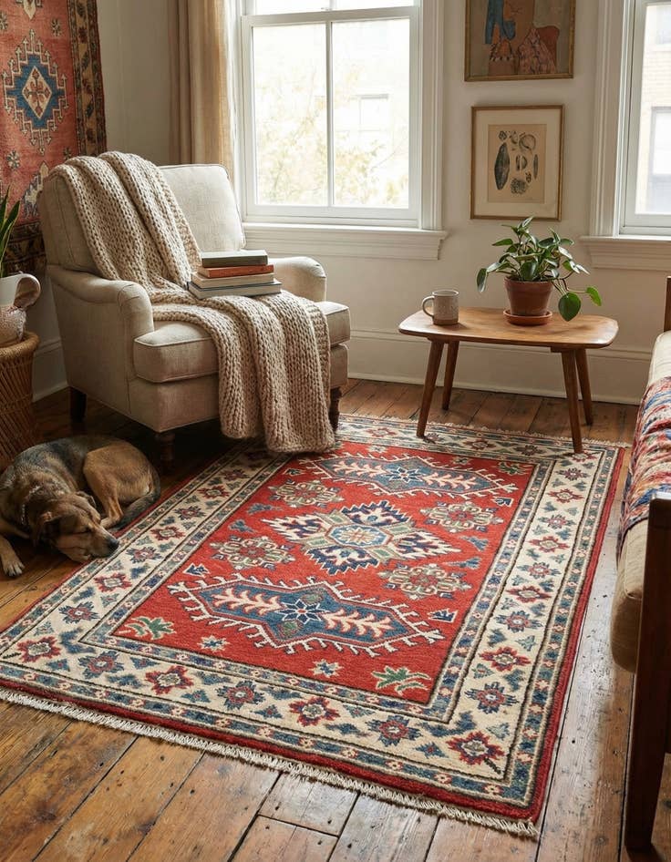 Detail image of 2' 6 x 4'  Hand Knotted Kazak Rug