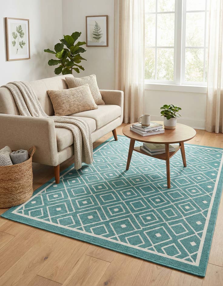 Detail image of 4' x 6'  Washable Trellis Indoor / Outdoor Rug