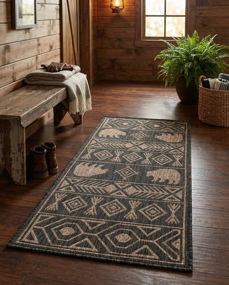 Detail image of 2' x 4' Easy-Clean Southwestern Indoor / Outdoor Runner Rug