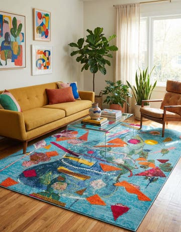 Aqua Washable Vivid Rug