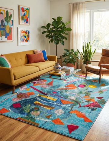 Aqua Washable Vivid Rug