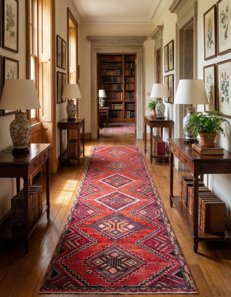 Detail image of 2' 6 x 9' 6 Hamedan Wool Runner Rug