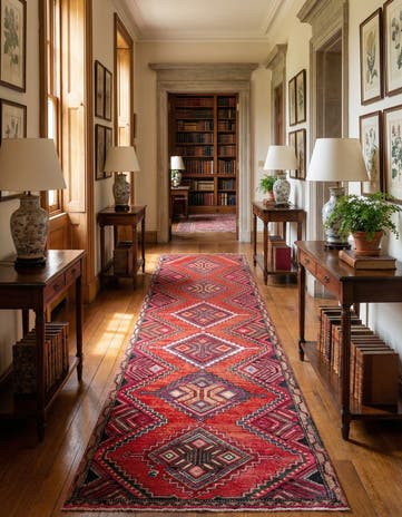 2' 6 x 9' 6 Hamedan Wool Runner Rug