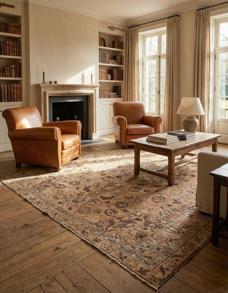 Detail image of 7' x 9' 6  Hand Knotted Ultra Vintage Persian Wool Rug