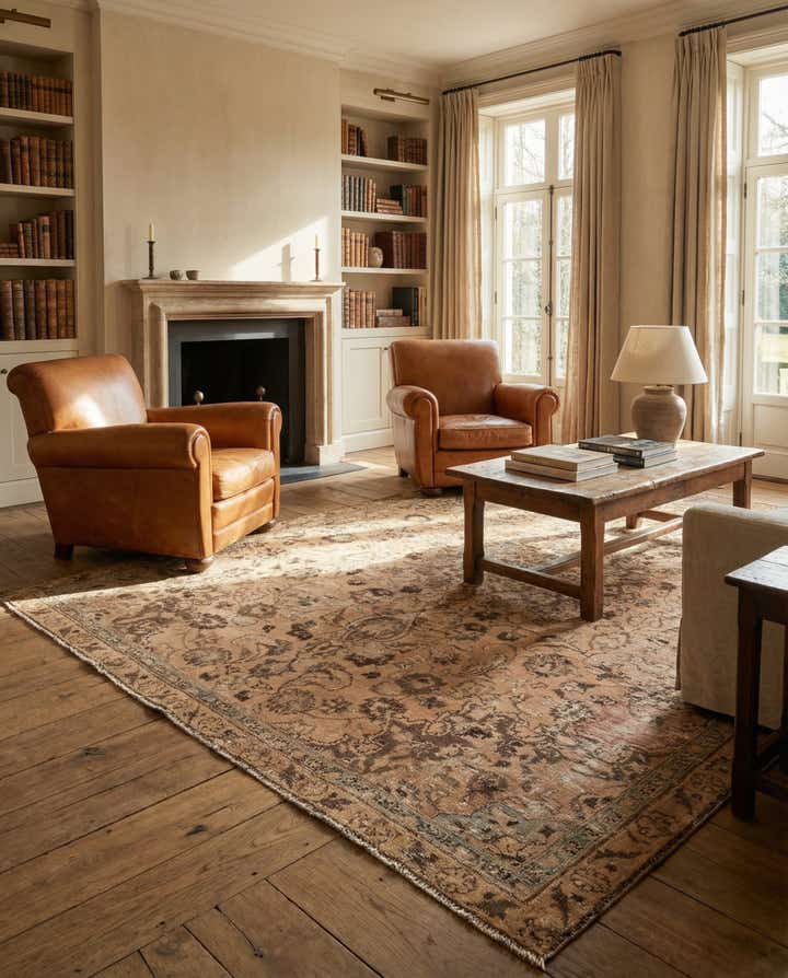7' x 9' 6 Hand Knotted Ultra Vintage Persian Wool Rug