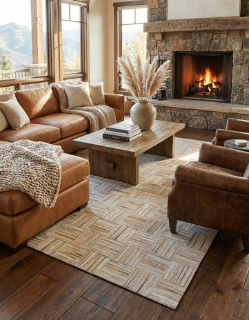 5' x 7' 10 Cowhide Leather Rug