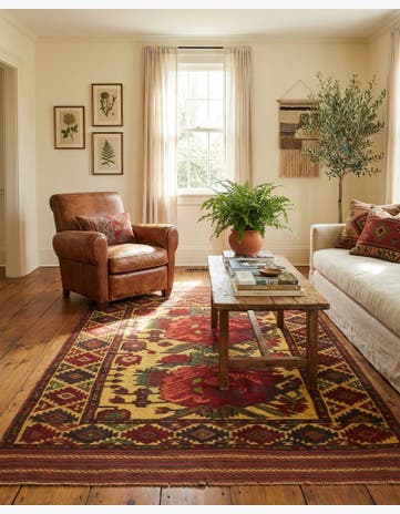 4' 1 x 6' 6 Hand Knotted Sumak Wool Rug