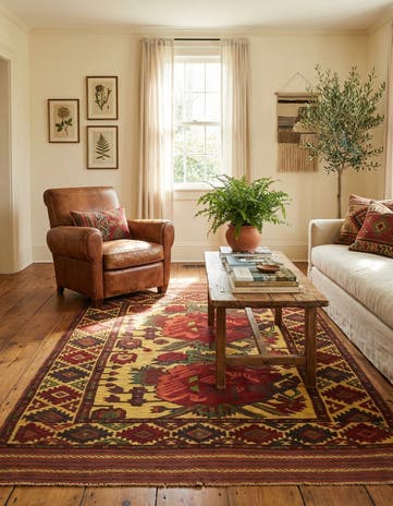 4' 1 x 6' 6 Hand Knotted Sumak Wool Rug