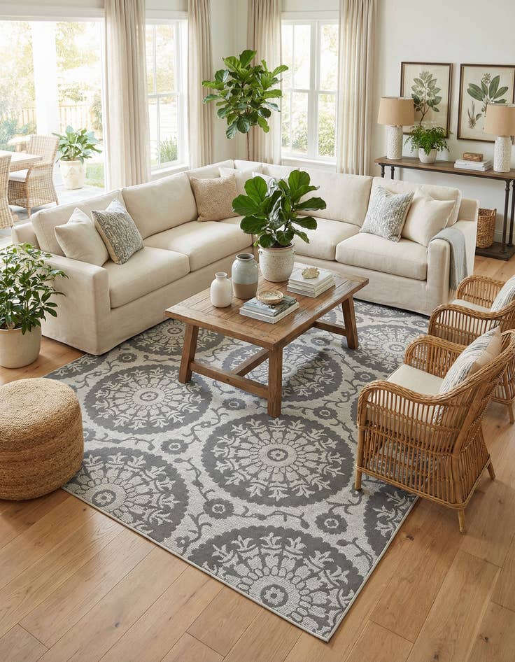 Detail image of 9' x 12'  Washable Botanical Indoor / Outdoor Rug