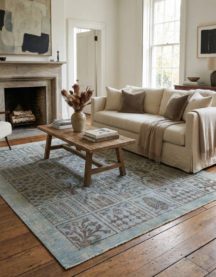 Detail image of 4' 6 x 5' 7  Hand Knotted Ultra Vintage Persian Wool Rug