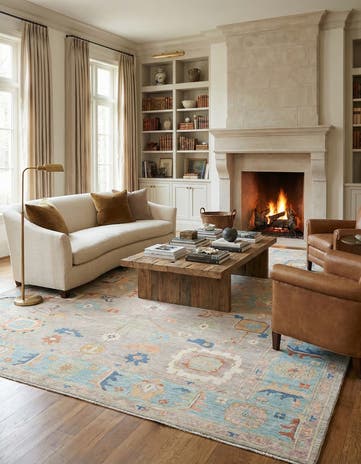 9' 1 x 11' 5 Hand Knotted Oushak Rug
