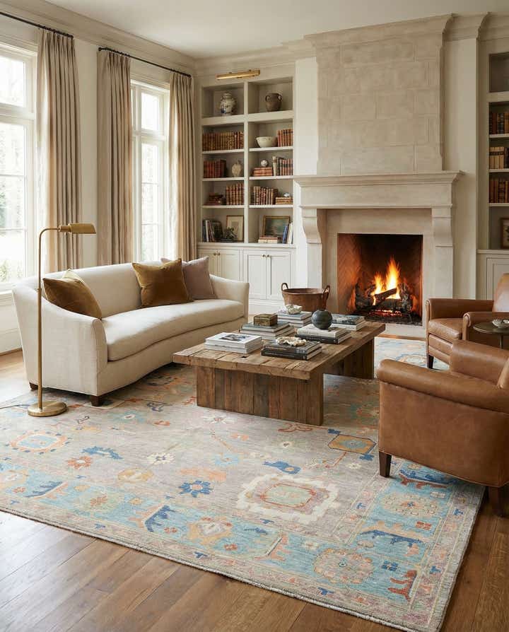 9' 1 x 11' 5 Hand Knotted Oushak Rug