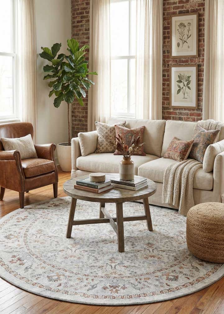 7' 10 x 7' 10 Washable Timeless Round Rug