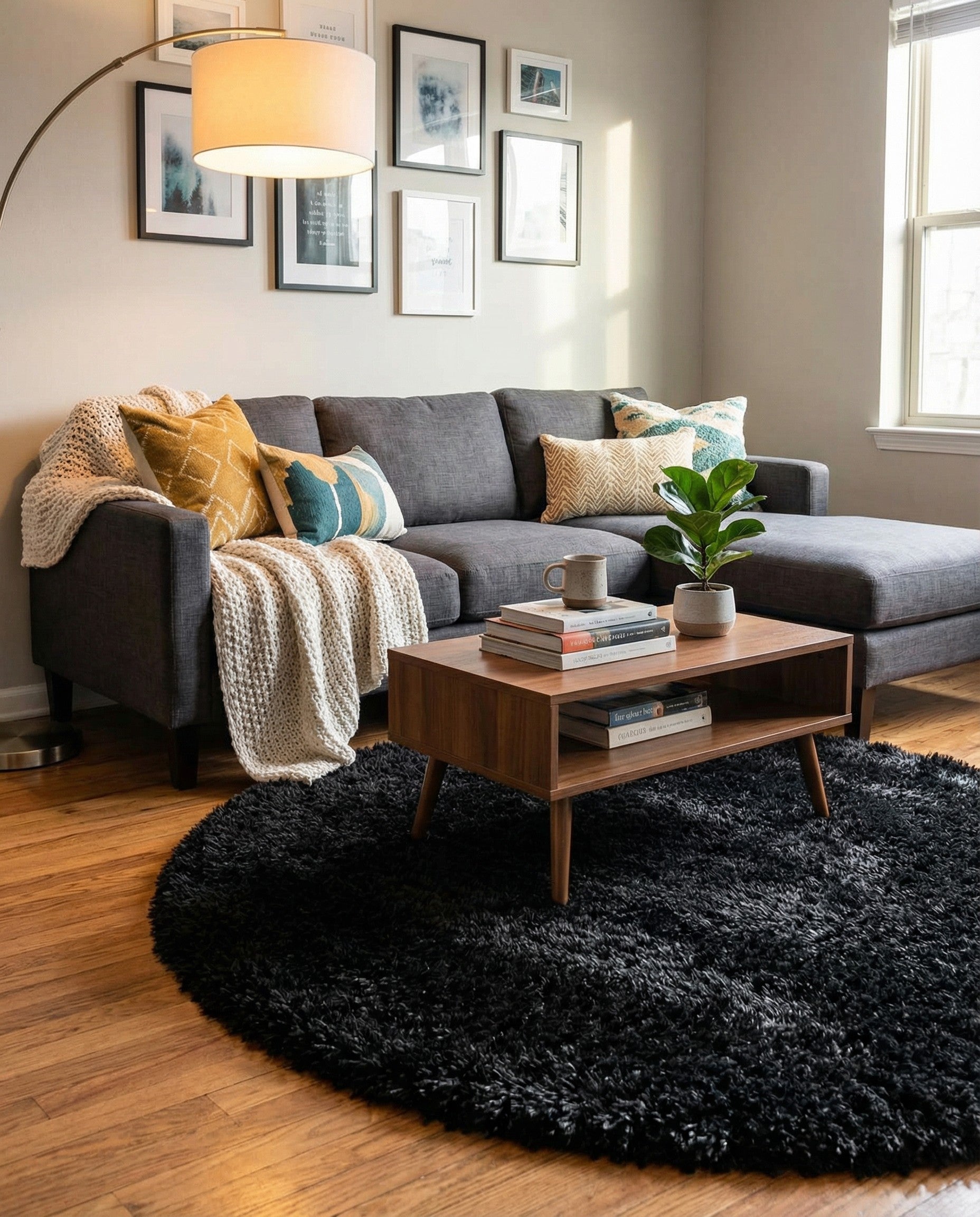  4' x 4' Infinity Shag Round Rug