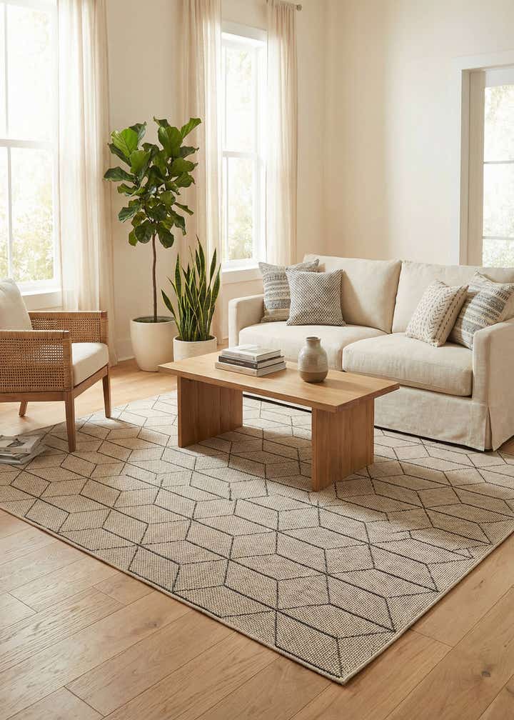 7' 10 x 7' 10 Easy-Clean Trellis Indoor / Outdoor Square Rug