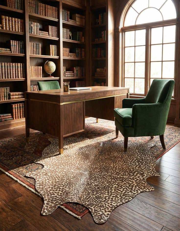 Detail image of 6' 5 x 7' Cowhide Leather Square Rug