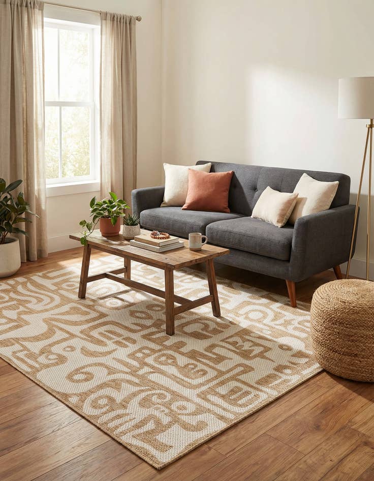 Detail image of 5' 3 x 7' Easy-Clean Modern Indoor / Outdoor Rug