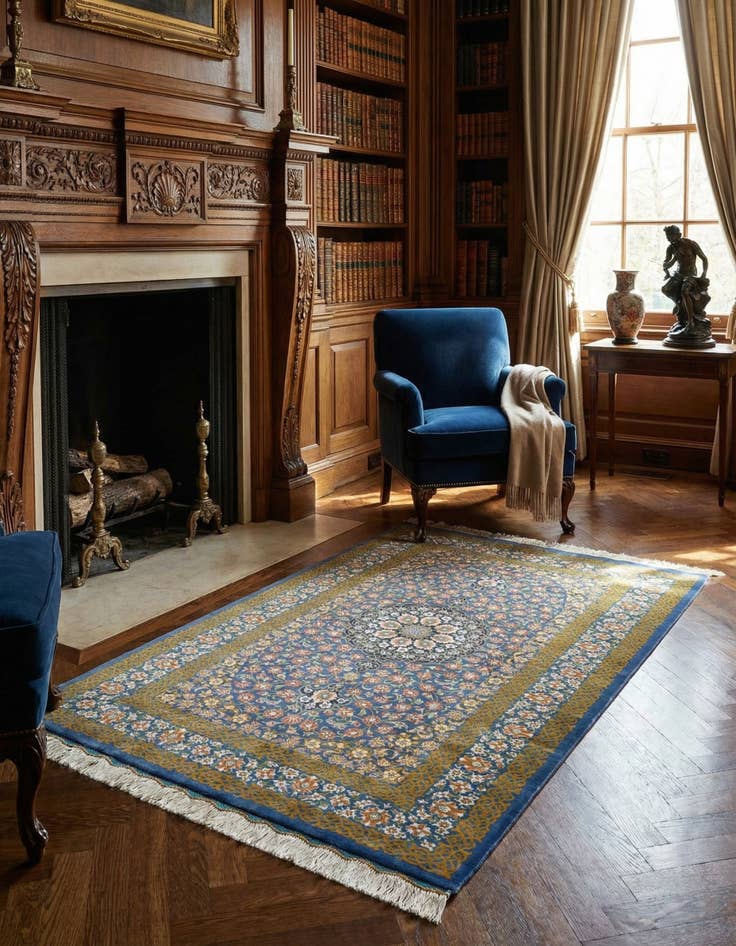 Detail image of 2' 7 x 4' Ghom Silk Rug