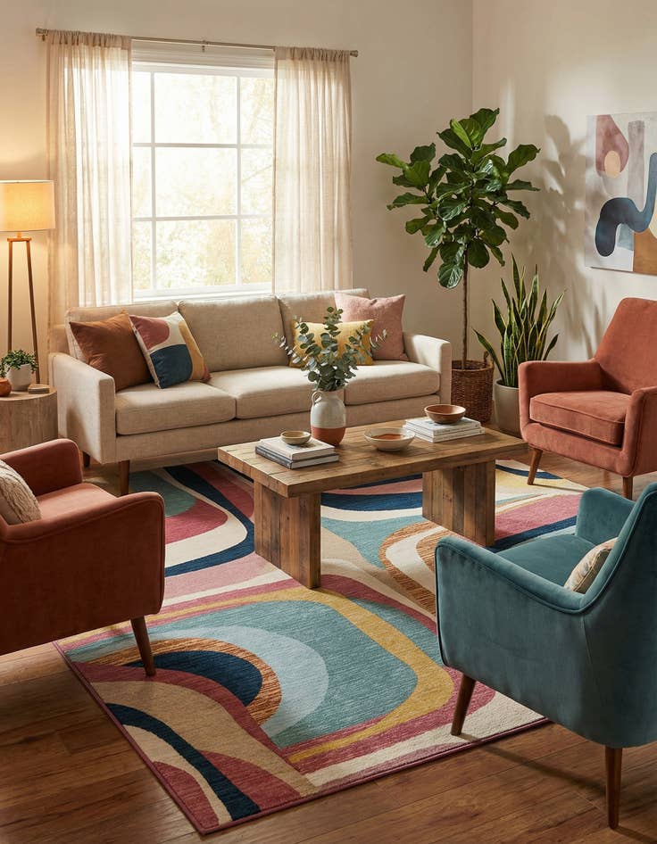 Detail image of  9' x 12'  Washable Modern Indoor / Outdoor Rug