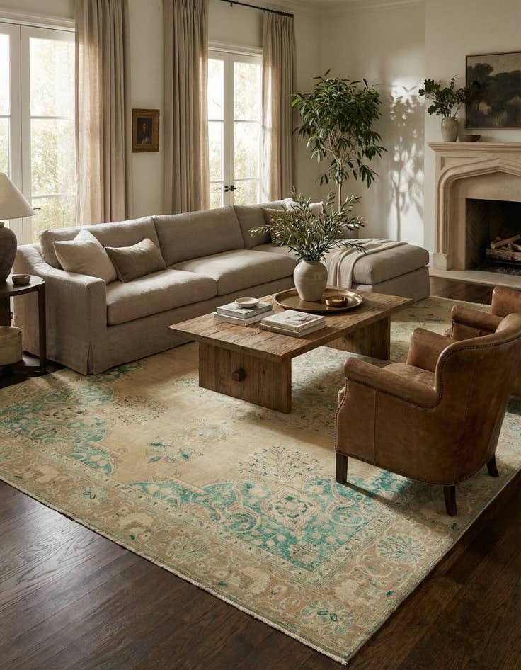 Detail image of 9' 5 x 12' 2  Hand Knotted Ultra Vintage Persian Wool Rug