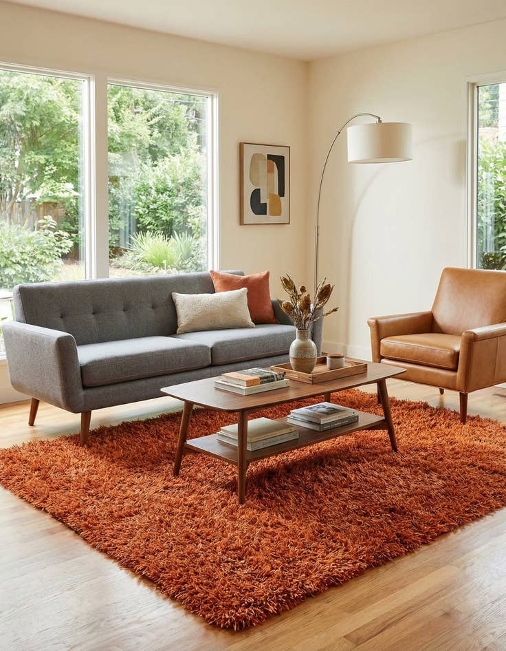 Detail image of 5' x 6' 6  Hand Knotted Solid Shag Rug