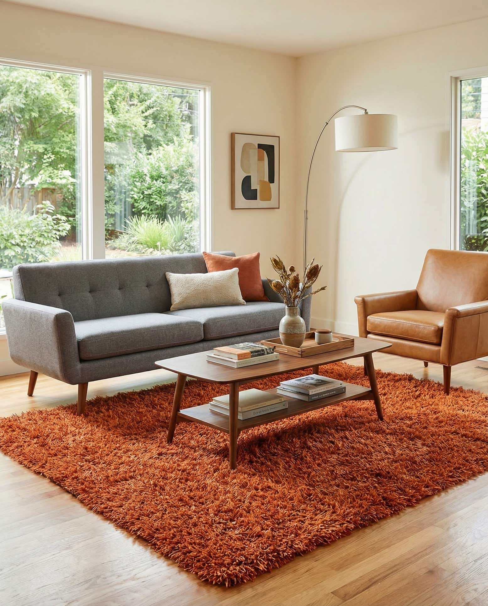 5' x 6' 6 Hand Knotted Solid Shag Rug