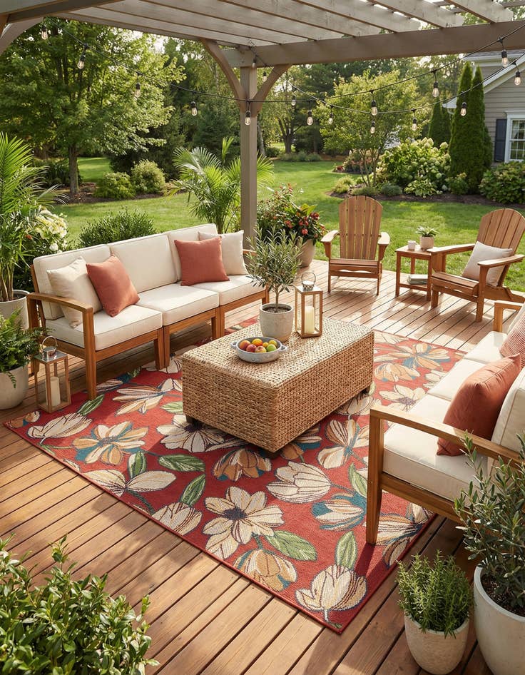 Detail image of 10' x 10'  Washable Baja Indoor / Outdoor Square Rug