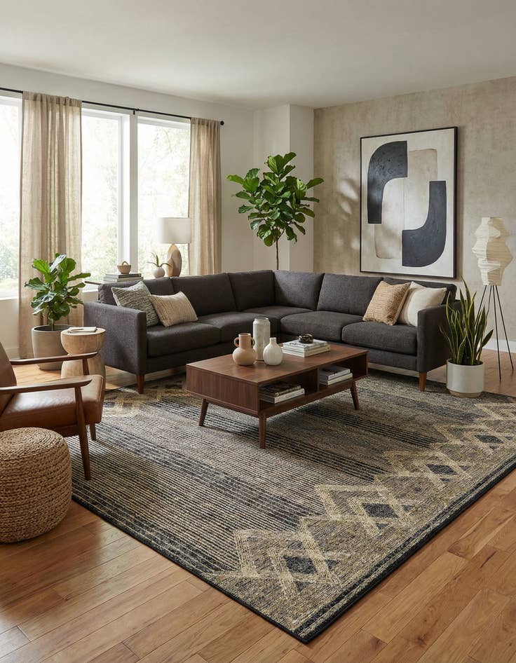 Detail image of  10' x 10'  Washable Modern Indoor / Outdoor Square Rug