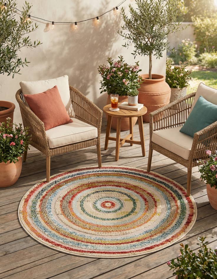 Detail image of 3' x 3'  Washable Casablanca Indoor / Outdoor Round Rug
