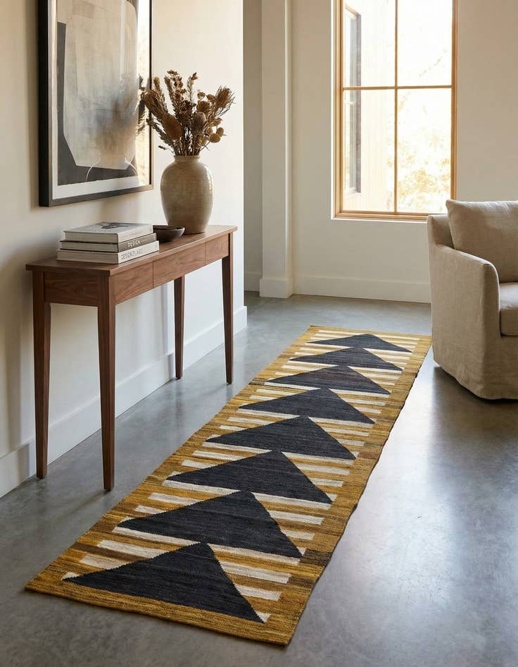 Detail image of 2' 10 x 10'  Hand Woven Kilim Modern Wool Runner Rug