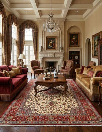 6' 8 x 9' 11 Hand Knotted Qom Persian Rug