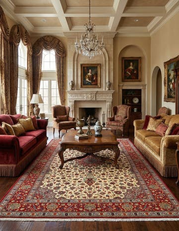 6' 8 x 9' 11 Hand Knotted Qom Persian Rug