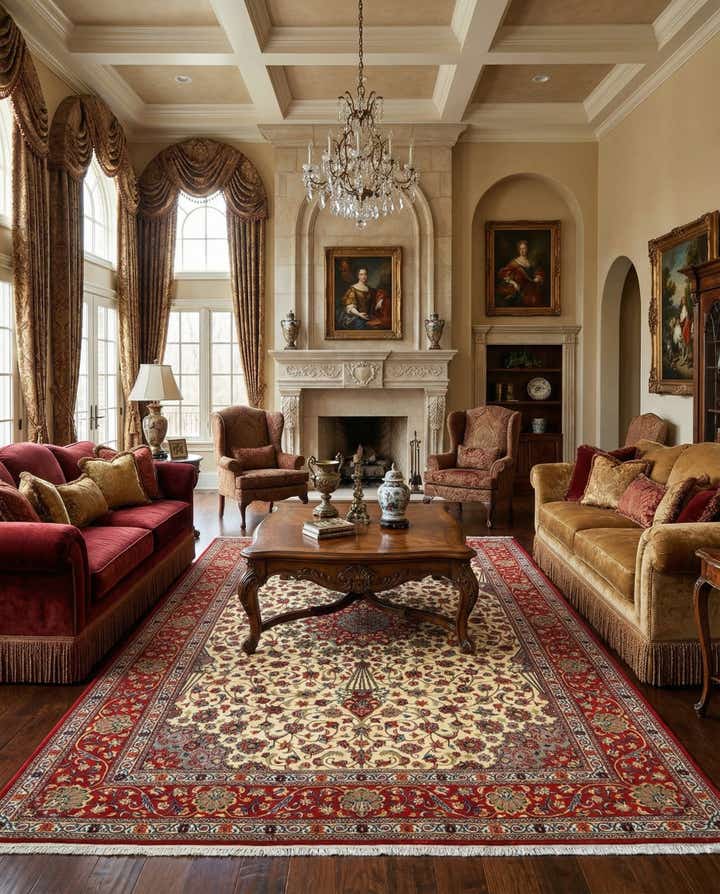 6' 8 x 9' 11 Hand Knotted Qom Persian Rug